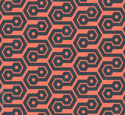 Hex Network Circuit Geometric Seamless Pattern -vector eps8