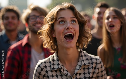 Surprised people. High quality