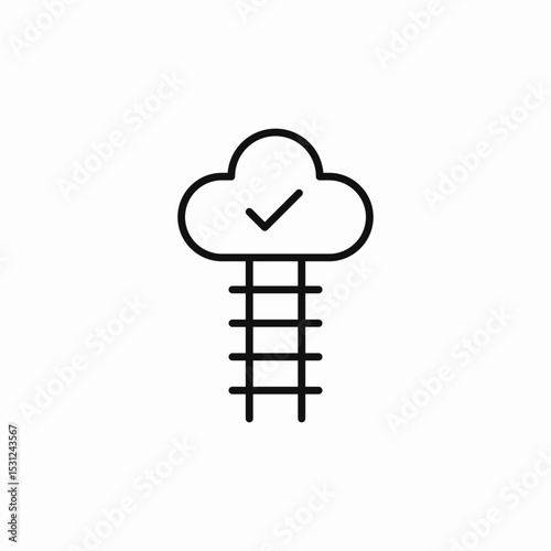 cloud stairs icon sign vector