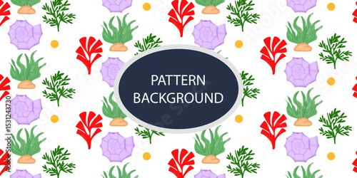 Beautifull Watercolor coral and reef variant type of underwater concept pattern background