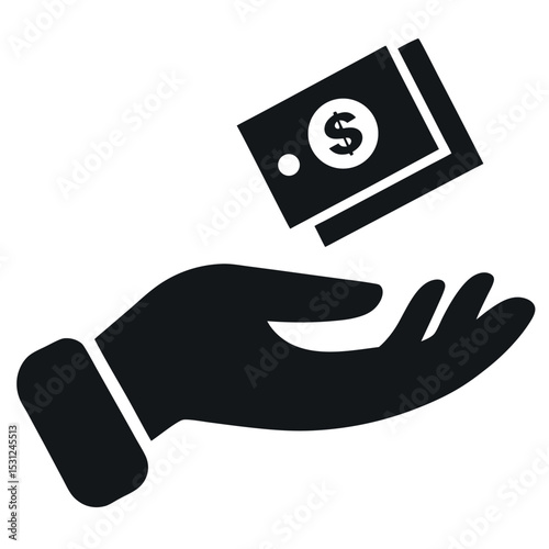 A hand holds a mobile phone with a business icon, symbolizing technology and web communication