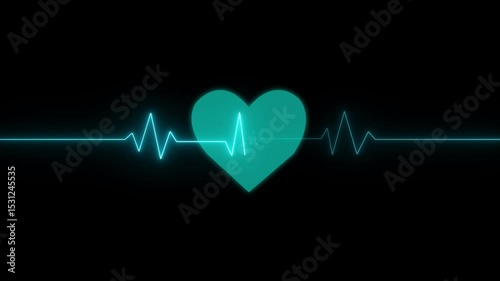 Glowing neon Heart beat monitor pulse line art icon for medical . breathing and alive sign red love heart. heart looping animation.