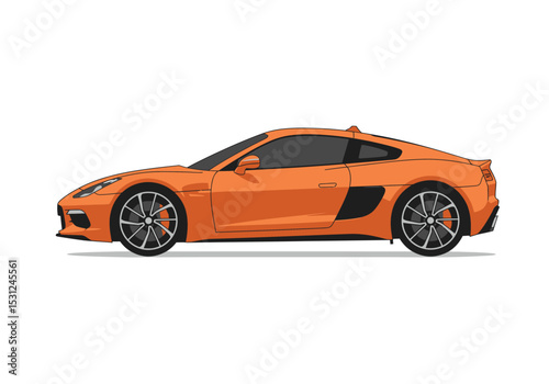Orange sports car isolated on white background showcasing sleek design and aerodynamic features for high performance driving
