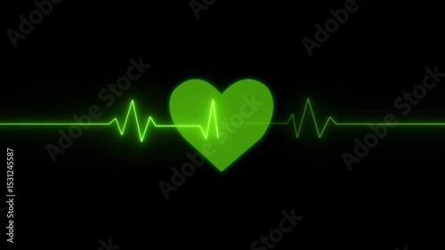 Glowing neon Heart beat monitor pulse line art icon for medical . breathing and alive sign red love heart. heart looping animation.