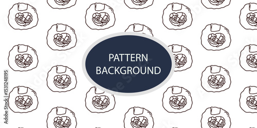handrawn outline art sushi kawaii pattern ackground design