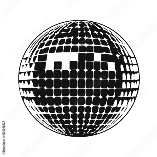 Disco ball design, stylish, minimalistic, suitable for nightlife events and celebrations