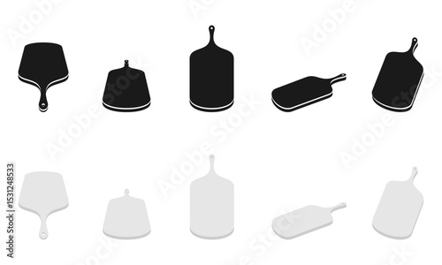 chopping board or cutting board icon set vector illustration isolated on white background.