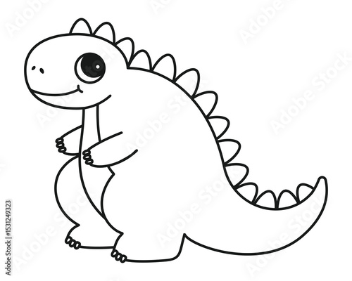 Coloring page with a picture of a cute dinosaur. Coloring book for children and adults