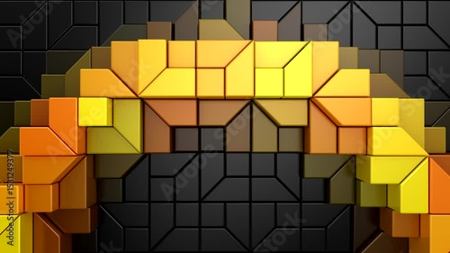 Geometric Shapes Form a Wave. Abstract motion, two color, 3d rendering, 4k resolution
