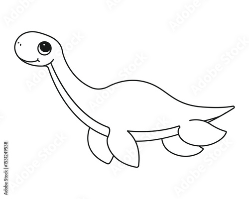 Coloring page with a picture of a cute dinosaur. Coloring book for children and adults
