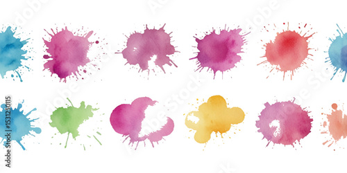 Set of colorful abstract watercolor splash brush strokes vector background. Colors watercolor paint stains vector texture background.	