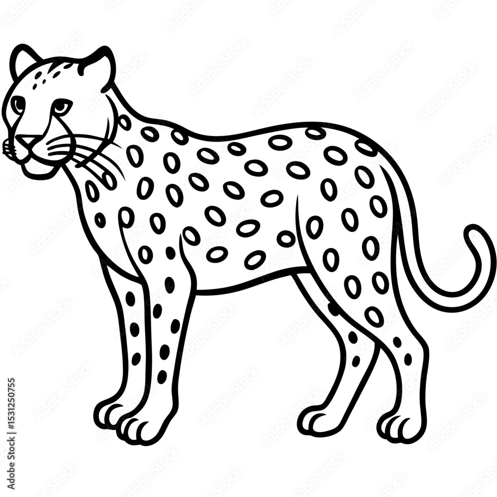 Fototapeta premium Leopard Layers line art vector