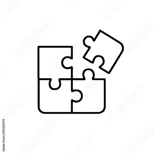 Puzzle pieces icon in flat vector style on white background for teamwork and solution design