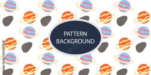 planet and solar system doodles pattern background