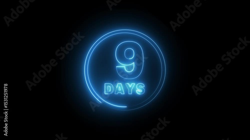 Neon calendar date animation.  Calendar time and date management schedule concept.