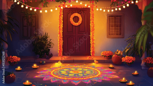 Diwali-themed illustration for social media post design