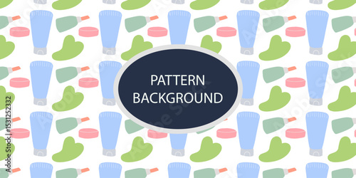 Set of comsmetic doodles pattern background design. textile, fabric, pattern