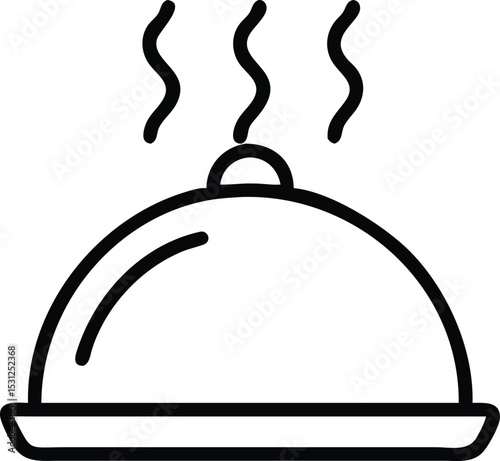 hot food cloche serving tray icon vector