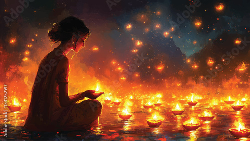 Diwali-themed illustration for social media post design