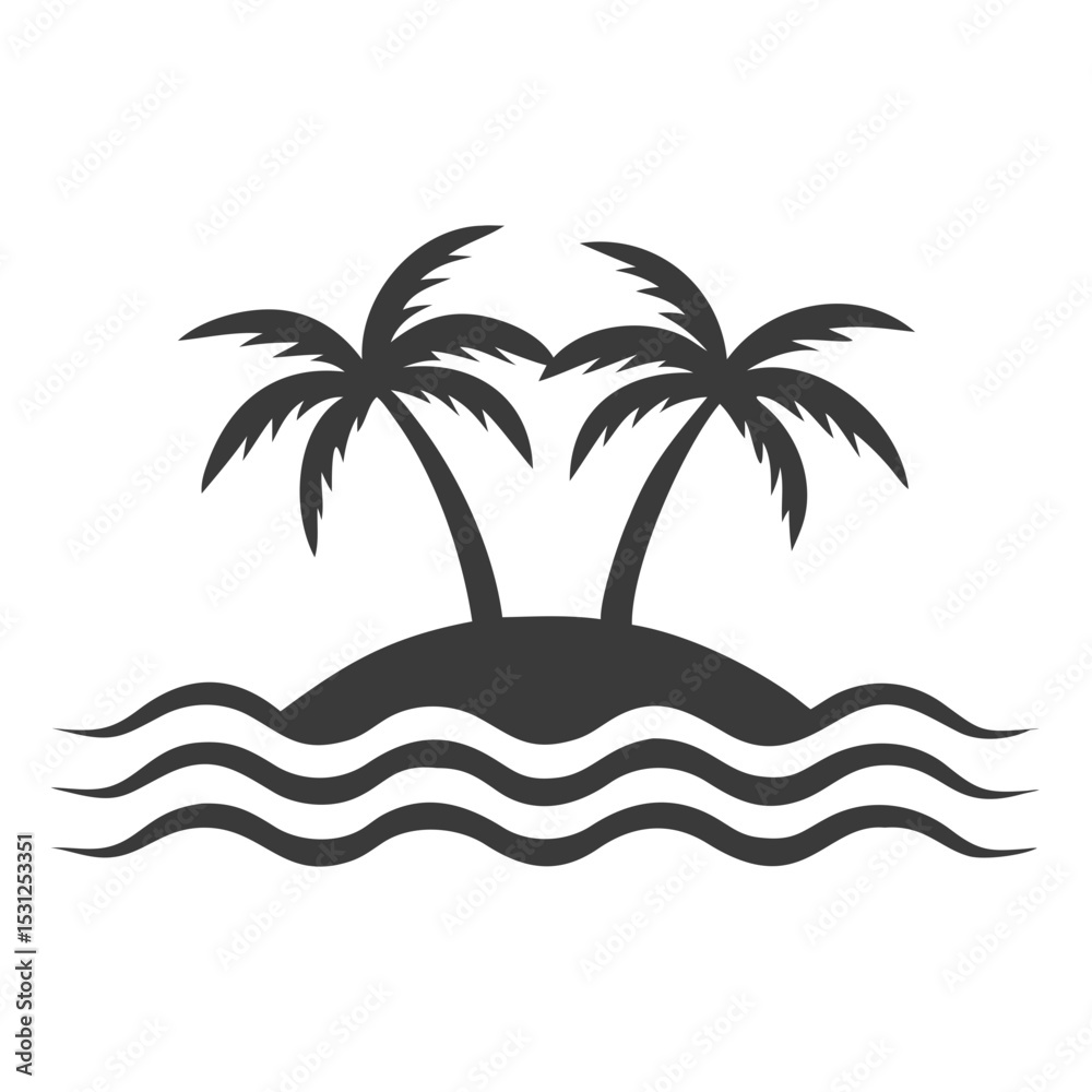 Fototapeta premium Tropical Island Palm Tree Logo Vector.