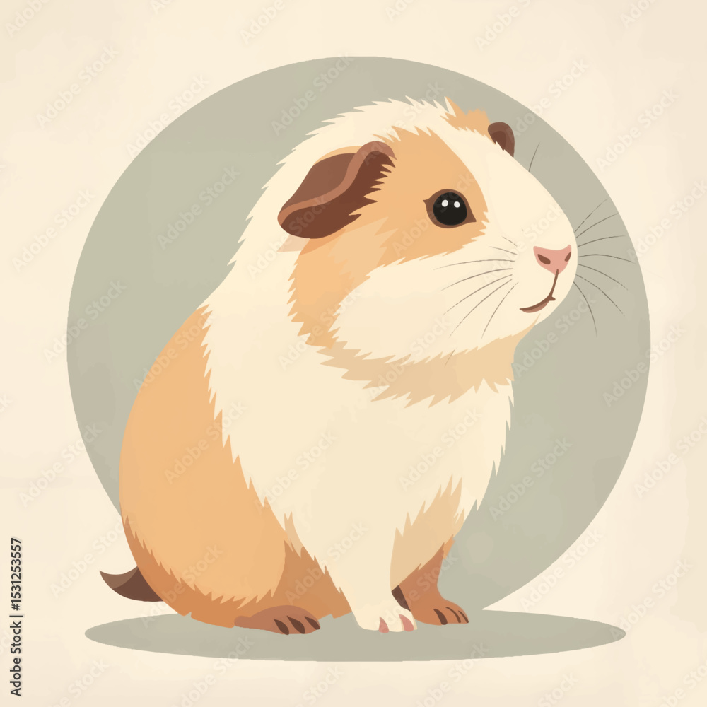 Fototapeta premium Guinea pig sitting calmly against a minimalist background
