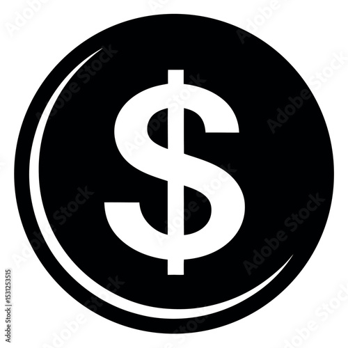 Glossy gold dollar symbol on a metal button for business and finance