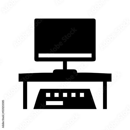 Ergonomic Desk Setup Improve Posture and Productivity with a Comfortable Workstation, vector silhouette illustration
