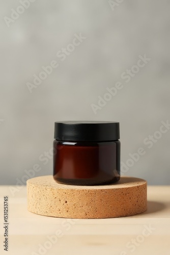 Amber Glass Jar Cosmetic Product Packaging Mockup