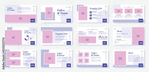 Ppt template. Present design brochure. Web slide layout and business flyer. Website banner. Company power point cover. Project report with text and infographic. Vector backgrounds set