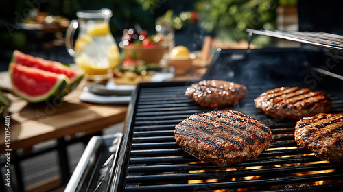 Burgers on the Grill created with Generative AI Technology, ai, generative