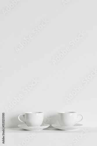 Wallpaper Mural Two White Coffee Cups Minimalist Still Life Photography Torontodigital.ca