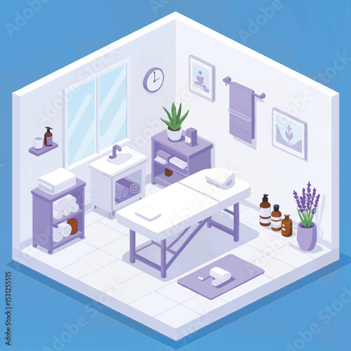 Spa room interior with massage table and calming decor