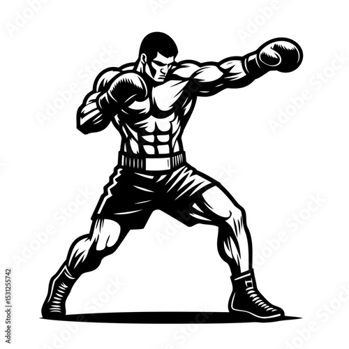 Powerful Boxer: A Champion's Strength and Determination in the Ring