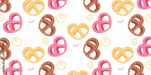 Cookies pattern background.  illustration with biscuit and oatmeal cookies. cartoon elements isolated on monochrome background.