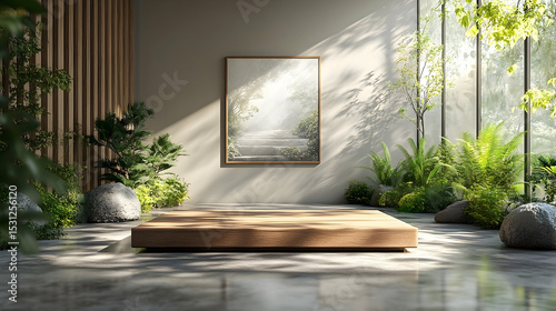 Tranquil indoor space with natural elements.