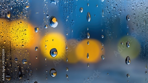 Mesmerizing macro, raindrops adorn a window pane, creating stunning display of nature's artistry