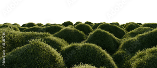 Hills with grass on a transparent background. 3D rendering.	
