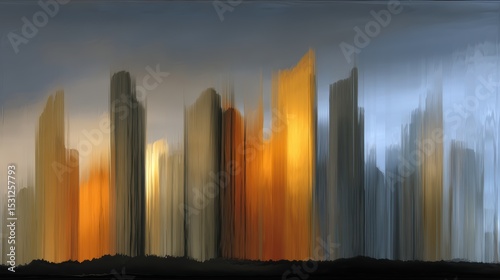 Golden hour cityscape, a stunning urban skyline bathed in warm sunset hues