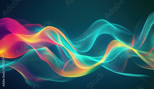 3D Holographic Ribbon Glass Morphism Wave Line Isolated on Abstract Background