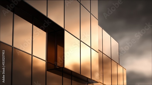 Modern urban architecture, a captivating closeup of building's glass facade and intricate design