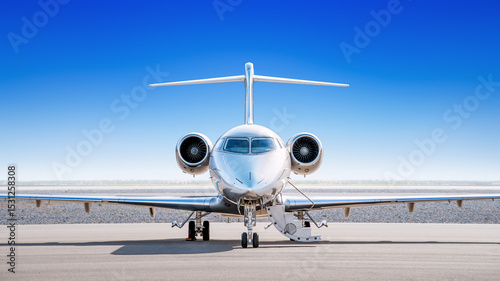 Obraz na płótnie private jet ready for boarding against a blue sky