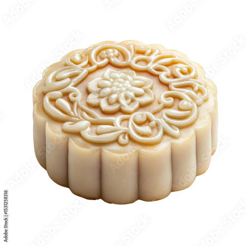 Decorative mooncake with intricate floral design for celebration during the harvest festival
