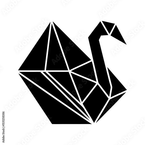 Geometric origami swan vector illustration logo icon