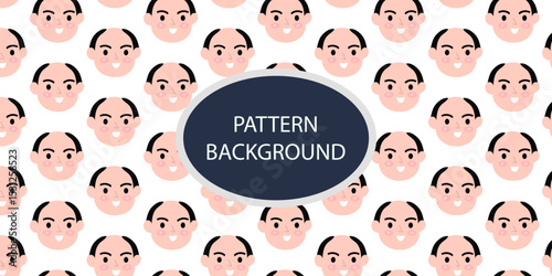 Emoticon head people pattern background. Diverse people crowd silhouette abstract art seamless pattern. Multi-ethnic community, cultural diversity group background drawing illustration in black white