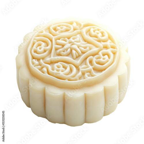 Delicate traditional mooncake featuring intricate floral designs during the Mid-Autumn Festival celebration