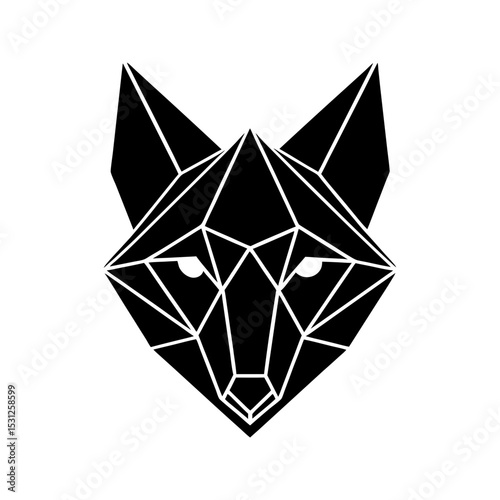 Geometric jackal face low poly vector illustration logo icon