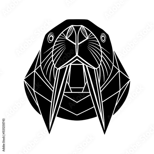 Walrus geometric head logo icon vector illustration