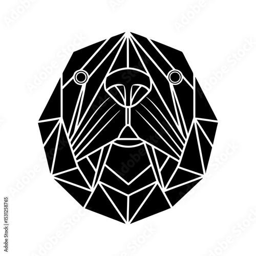 Walrus geometric head logo icon vector illustration