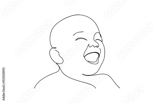 Happy baby line drawing illustration child joyful