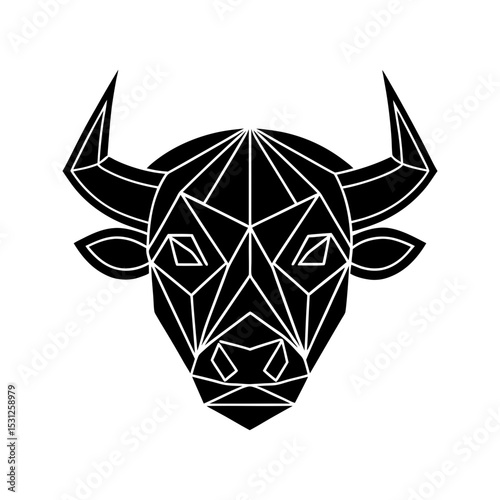 Geometric bull head low poly vector illustration